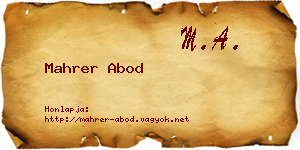 Mahrer Abod névjegykártya